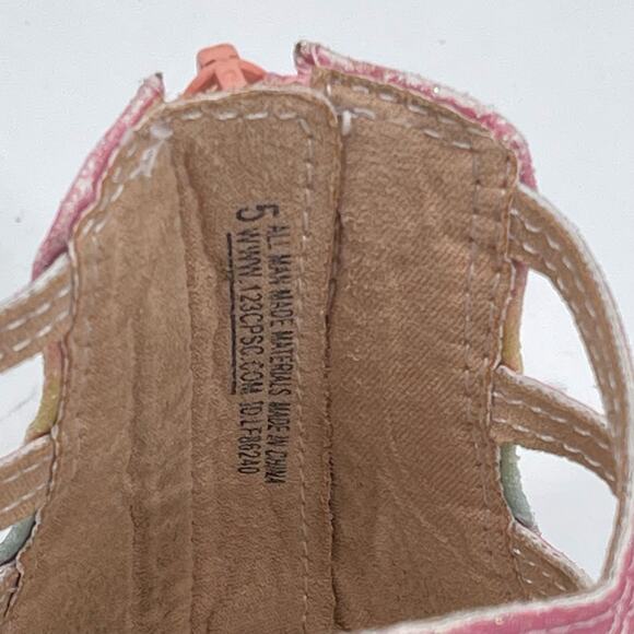 Cynthia Rowley Sz 5 Rainbow Sparkle Glitter Gladiator Sandals Back Zip Girls - Picture 13 of 13